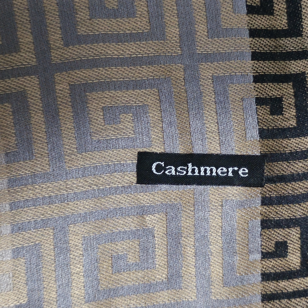 Cashmere Pashmina Type Shawl Scarf Wrap  VERY soft Geometric Pattern Neutrals